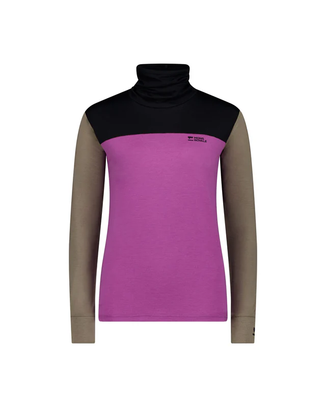 Mons Royale Yotei Merino High Neck Long Sleeve, Purple Bolt / Walnut / Black, Grösse S