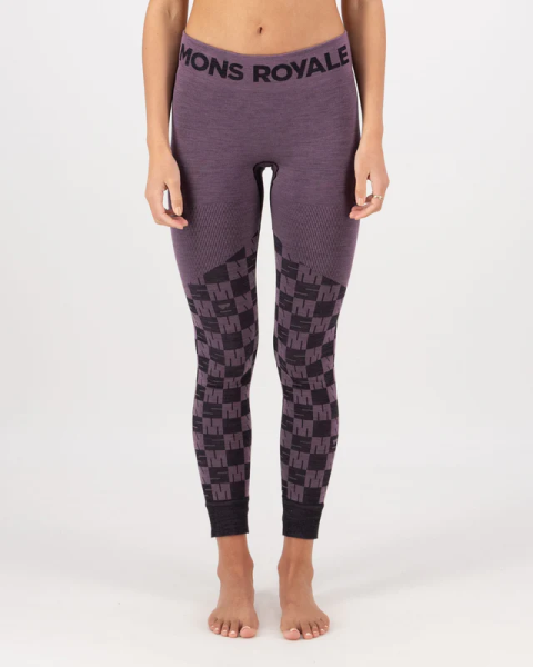 Mons Royale Ascender Merino Seamless Legging, Mauve / Black