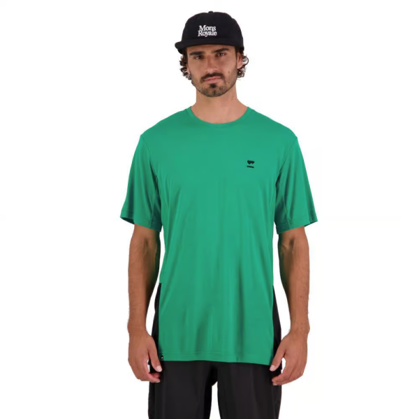Mons Royale M Tarn Merino Shift T-Shirt Pop Green / Black
