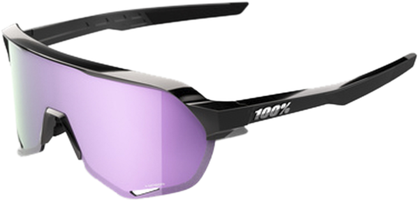 100percent 100% S2 - Polished Black - HiPER Polarized Lavender Mirror