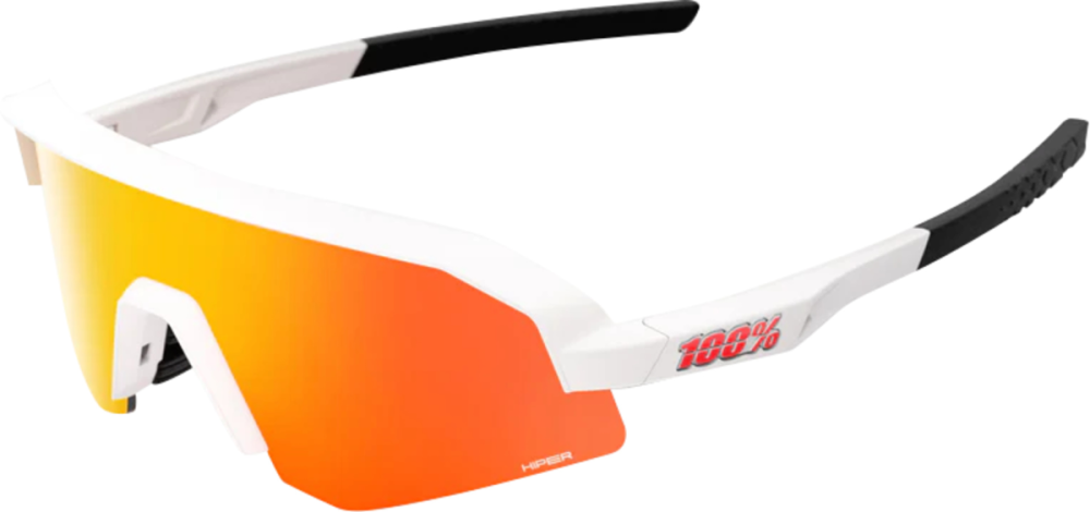 100percent 100% SLENDALE XS - Matte White - HiPER Red Multilayer Mirror