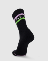 Mons Royale Signature Merino Crew Sock, Black / Lime / Pastel Purple