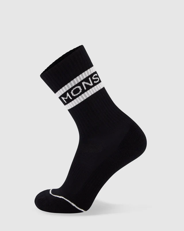 Mons Royale Signature Merino Crew Sock, Black / White