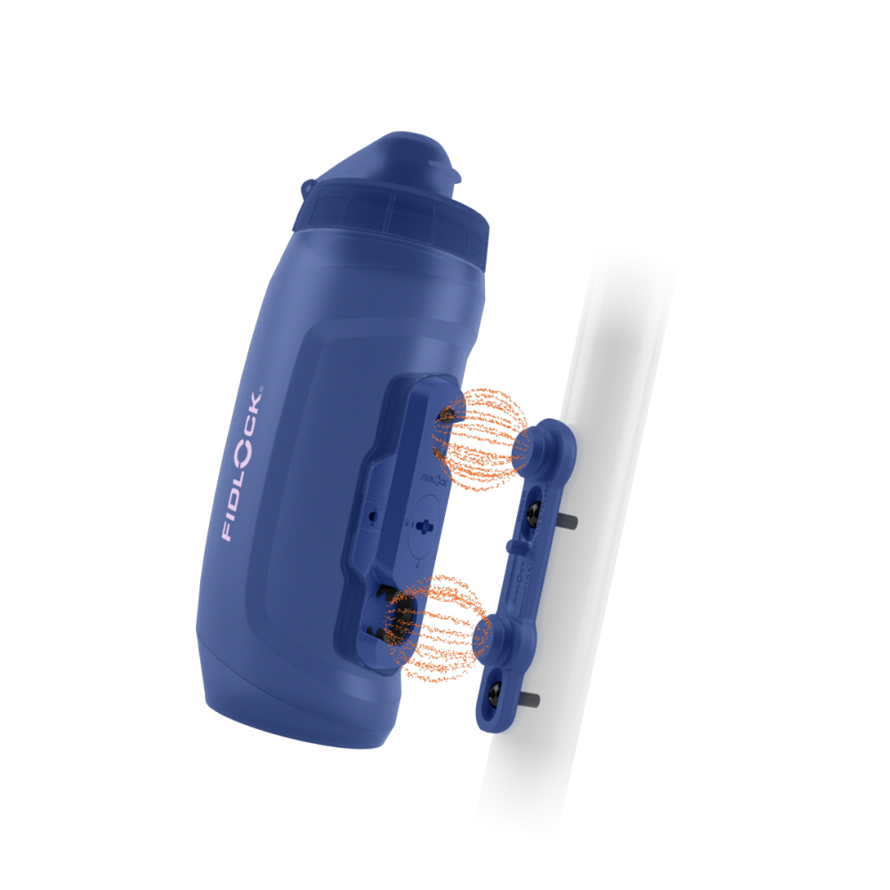 Fidlock TWIST Trinkflasche 590 ml – Set (mit Bottle Connector, mit Bike Base). Motion Blue.