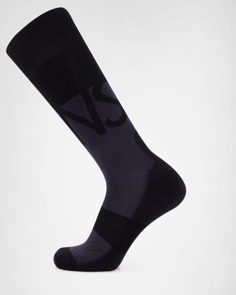 Mons Royale Ultra Cushion Merino Snow Sock, Black / 9 Iron, Grösse M