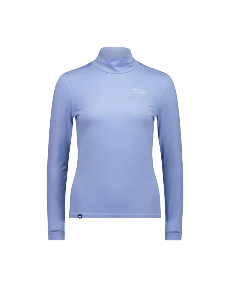Mons Royale Cascade Merino Base Layer Mock Neck Long Sleeve, Moonstone, Grösse L