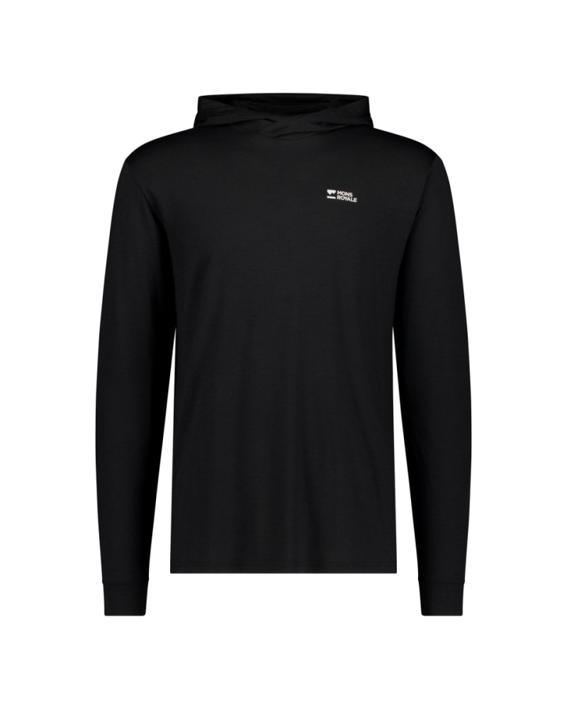 Mons Royale Pivot Merino Long Sleeve Hood, Black, Grösse XL