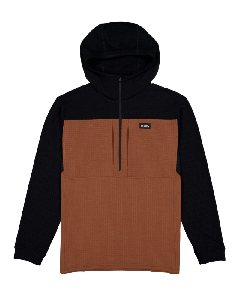 Mons Royale Offgrid Merino Fleece 1/2 Zip Long Sleeve, Dark Clay / Black, Grösse S