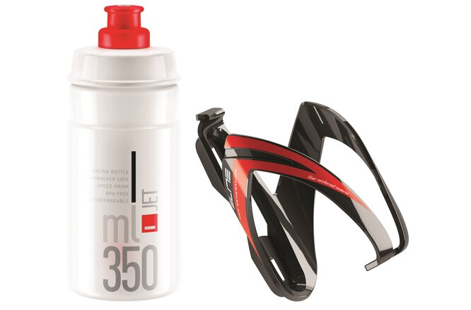Elite Kit Ceo für Kinder Bidon 350ml transparent Bidonhalter schwarz m. rot
