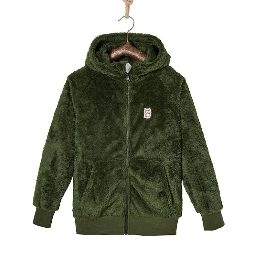Namuk Panda High-Loft Fleecejacke Forest Green 140/146