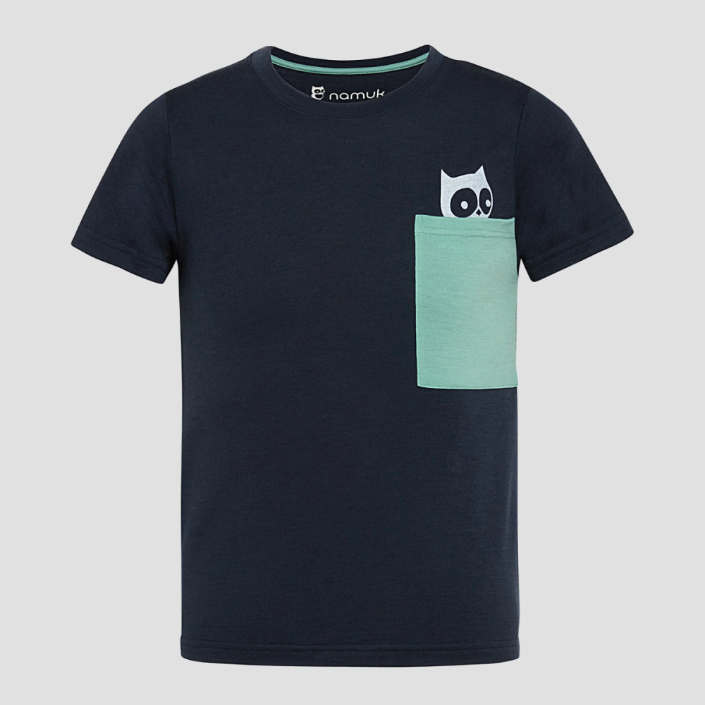 Namuk Pluto Merino Pocket T-Shirt True navy/Northern lights 152/158