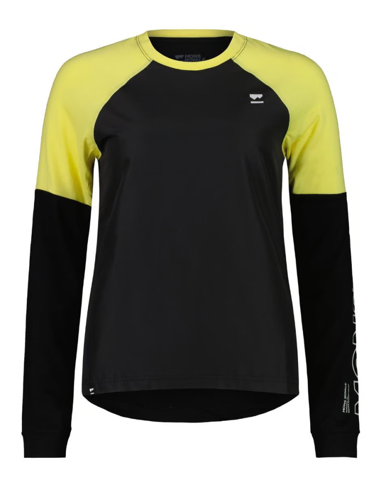 Mons Royale W Tarn Merino Shift Wind Jersey Black / Limelight XL