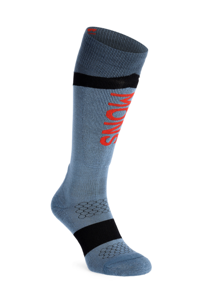 Mons Royale Ultra Cushion Merino Snow Sock Blue Slate / Black XL Unisex