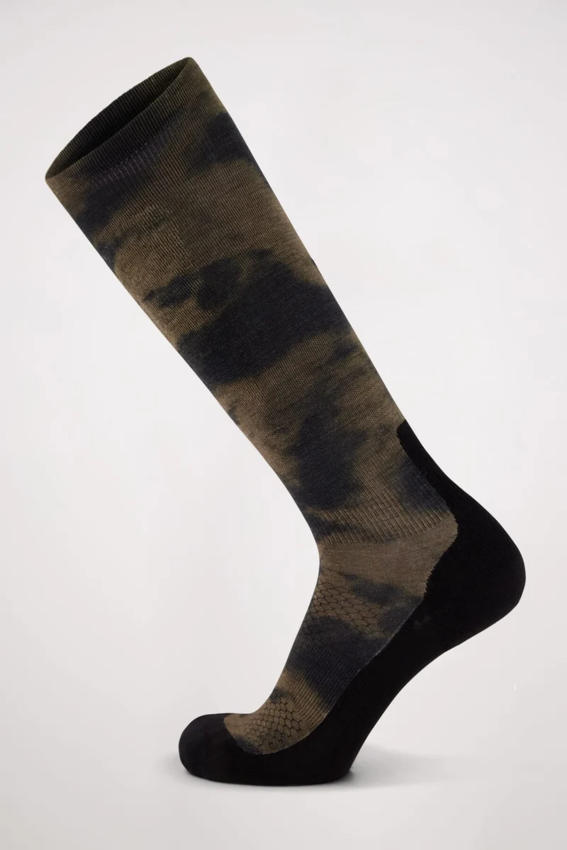 Mons Royale Atlas Merino Snow Sock Olive Tie Dye L