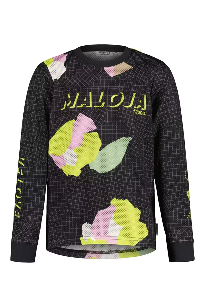 Maloja IntanU. Dirt Shirt, deep black grid fieldflower, Grösse XL