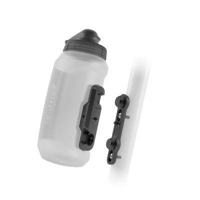 Fidlock TWIST Trinkflasche 750 ml Compact, Set (mit Bottle Connector und Bike Base). Transparent White.