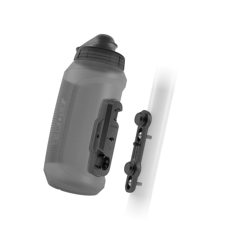 Fidlock TWIST Trinkflasche 750 ml Compact, Set (mit Bottle Connector und Bike Base). Transparent Black.