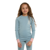 Namuk Uil Merino Longsleeve "Elo", Ice blue / Sunset rose, 140/146